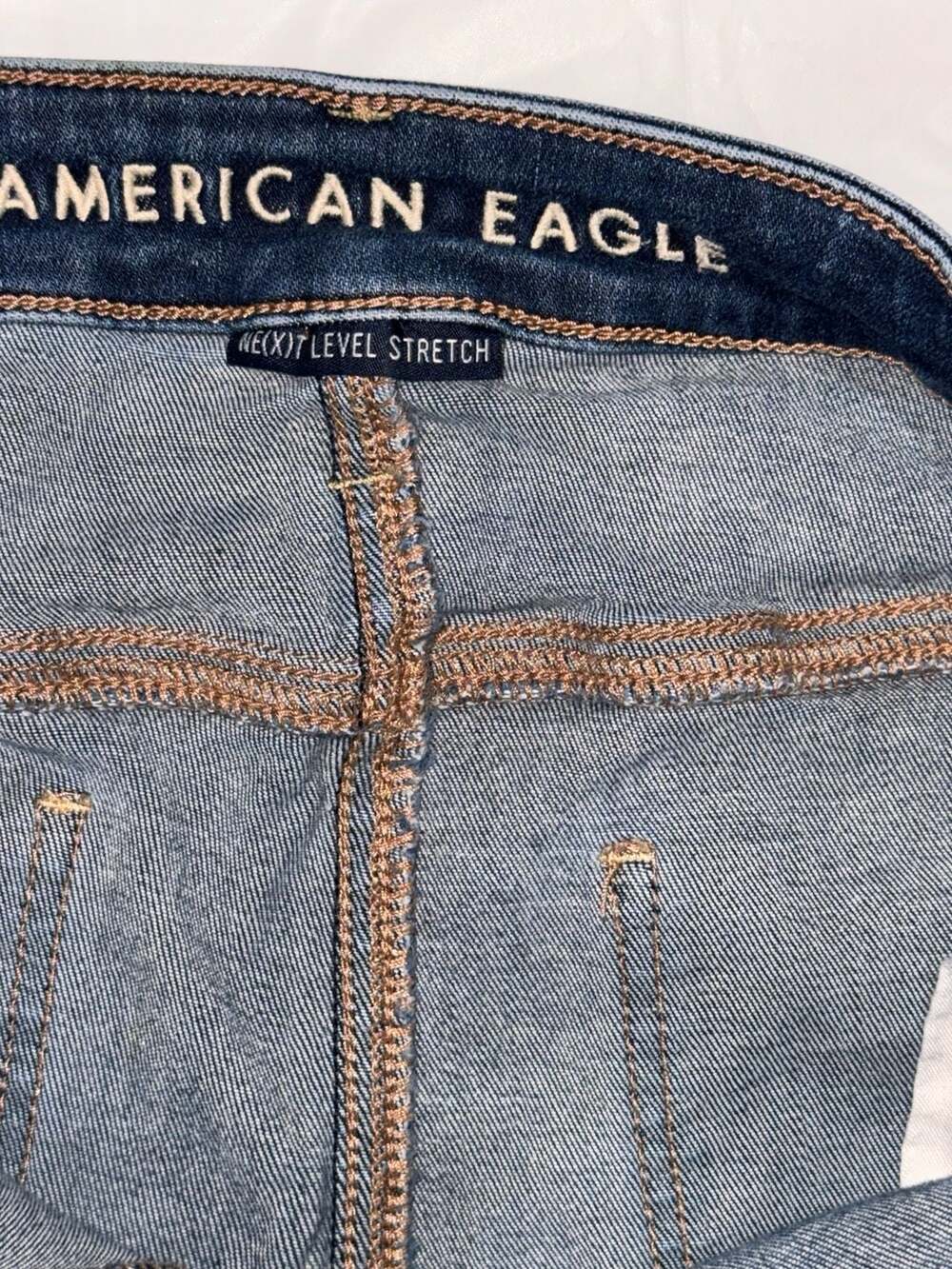 American Eagle Jeans Size 14 Regular Blue Stretch Distressed Denim - Picture 4 of 6